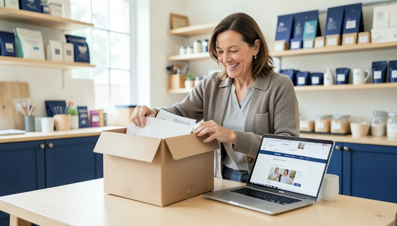 Commerçante qui prépare une commande de sa boutique WooCommerce